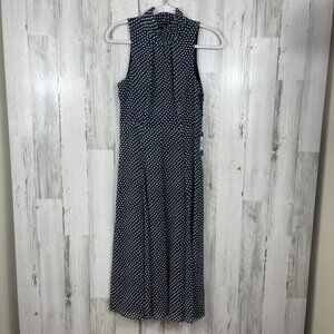 Tommy Hilfiger polka dot dress sleeveless high neck blue white sz 2 NWT wedding